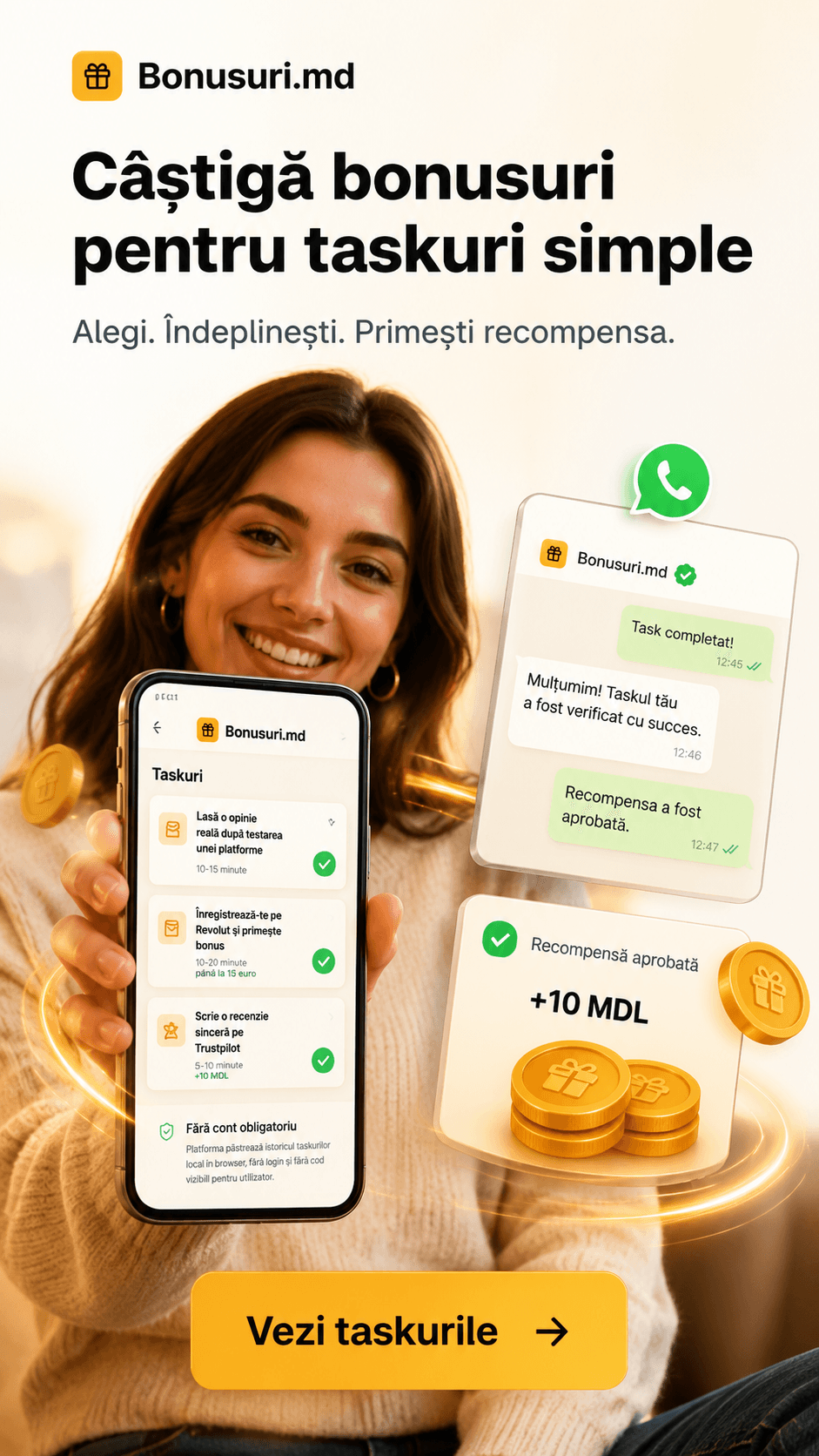 Bonusuri.md - taskuri simple, confirmare pe Telegram și recompense